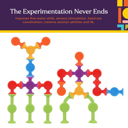 Special Supplies Suction Construction Bath Toys for Children, 50-Pcs Motor Skills, Hand-Eye Coordination, Bath Toy, Sensory, Creativity Imagination Educational Toys, Vibrant Colors, for Kids