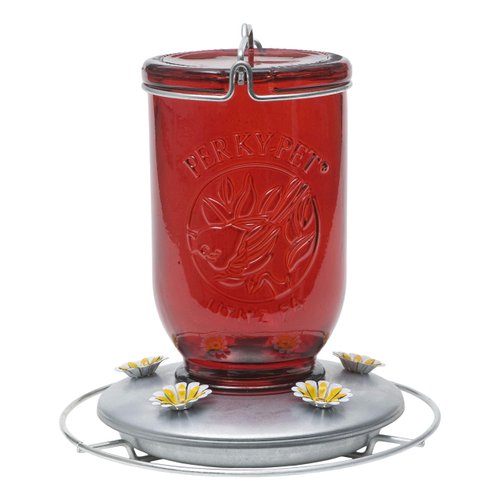 Perky-Pet 786-1SR Mason Jar Vintage Glass Hummingbird Feeder - Outdoor Garden Décor - 32-oz