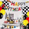 Race Car Birthday Party Supplies, Race Car Birthday Banner and Cake Topper Racing Chequered Flag Hot Wheel Themed Birthday Party Supplies