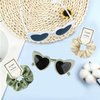 HHENGDAS Satin Bridesmaid Scrunchies Set of 8 Bachelorette Heart Sunglasses Hair Ties Bridal Shower Gift for Wedding Bachelorette Party Favors Bridesmaid Proposal Gifts (Off-white/White&Sage Green)