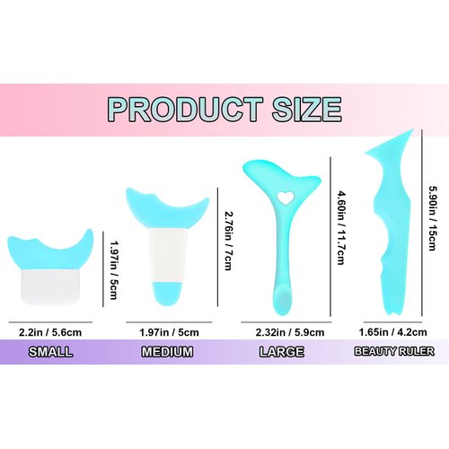 YRAKOZIN Multifunctional Eyeliner Stencils [4 PCS], Eye Makeup Tool Set[Wing Eyeliner Aid + Silicone Beauty Ruler] as Eyelash Shield/Eyebrow Shaping/Jaw Line/Lip Line for Beginners (Mint)