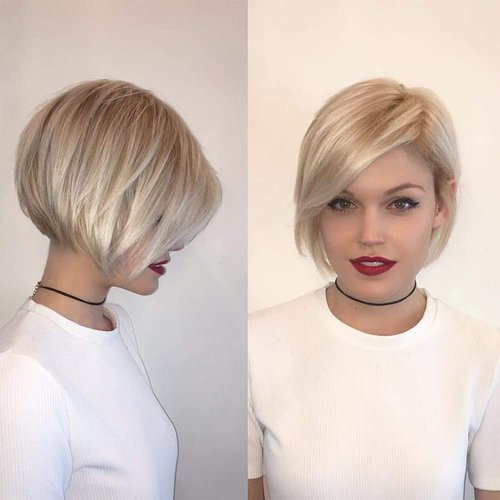 Baruisi Short Blonde Wigs for White Women Layered Synthetic Side Part Straight Bob Wig Halloween Party Cosplay Hair with Wig Cap