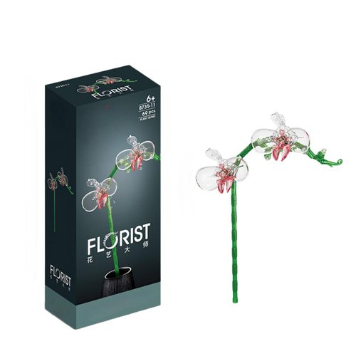 YICHENZHAOXING Mini Bricks Artificial Flower Bouquet Building Sets，DIY Simulation Plant Series Creative Toys,Flower Building Set Orchid Transparent 69PCS