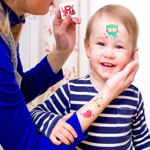 Konsait 144 pcs Valentine's Day Temporary Tattoos for Adults Kids - Cute Valentines Heart Tattoos Animal Tattoos Stickers, Valentines Gifts, Valentines Party Favors, 48 Design