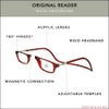 Clic Magnetic Reading Glasses, Computer Readers, Replaceable Lens, Adjustable Temples, Original, (S-M, Red, 1.75 Magnification)