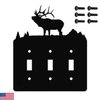 Solitary Elk Triple Toggle Light Switch Wall Plate (Triple Toggle, Black)
