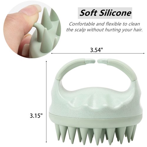 Hair Scalp Massager Shampoo Brush Dry Scalp Brush Silicone Scalp Scrubber Dandruff Shampooing Brush Head Scrubber Exfoliating Brush - Green