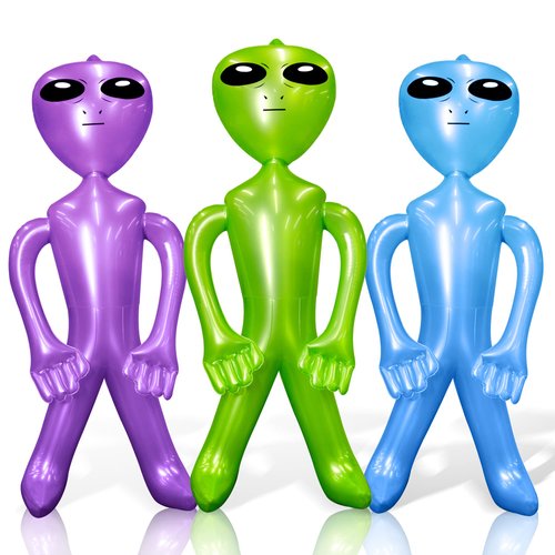 Novelty Place 33'' Jumbo Inflatable Alien 3 Packs - Alien Inflate Toy for Kids - Perfect for Halloween, Birthday, or Space Themed Parties - Fun and Colorful Party Decorations