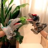 Cuteoy Plush Velociraptor Hand Puppet Stuffed Animal Toy Open Movable Mouth Creative Role Play Storytelling Dinosaur Plushies Gifts for Kids Toddlers Birthday Christmas
