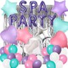 42 Pcs Spa Party Decorations Balloons Spa Theme Birthday Party Supplies Lipstick Cosmetics Balloons for Girls Spa Day Makeup Party (purple)
