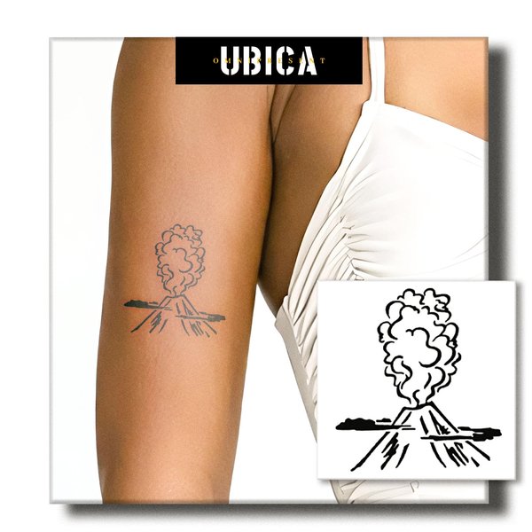 UBICA Temporary Tattoos Adult, 2 Sheets Fake Tattoos, Realistic And Long-Lasting Non-Reflective, Waterproof For 1-2 Weeks, Volcanic Eruption Tattoo 3x3in