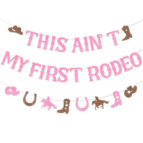 Sursurprise Western 2nd Birthday Party Decorations, This Ain't My First Rodeo Banner, Cowgirl Mexican Two Birthday Party Supplies