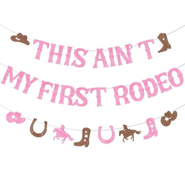 Sursurprise Western 2nd Birthday Party Decorations, This Ain't My First Rodeo Banner, Cowgirl Mexican Two Birthday Party Supplies