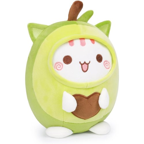 LOMBEE 12" Cute Plush Pillow Stuffed Animal, Soft Kawaii Plushie Gift for Kids (Avocado Cat)