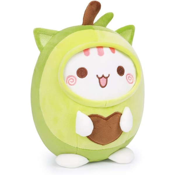 LOMBEE 12" Cute Plush Pillow Stuffed Animal, Soft Kawaii Plushie Gift for Kids (Avocado Cat)