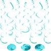24 PCS Teal Hanging Swirl, Sparkle Ceiling Hanging Decorations, Plastic Streamer Party Decorations with Double-Swirls and Single-Swirls for Birthday Decorations, Graduation, Baby Shower