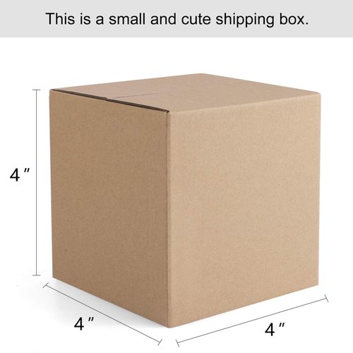 Eupako 4x4x4" Cardboard Box Mailers 25 Pack Brown Cube Corrugated Small Shipping Boxes for Mailing