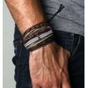 LOLIAS 24 Pcs Woven Leather Bracelet for Men Women Cool Leather Wrist Cuff Bracelets Adjustable