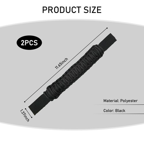 Yumfugu Pack-2 Car Headrest Grab Handles, Car Front Rear Seat Back Roll Bar Grip Handles Kit, Universal Car Seat Handles Paracord Handles, for SUV Truck Pickup (Black)