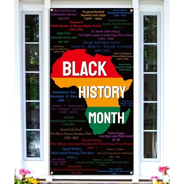 Nepnuser Black History Month Door Cover African American February Festival Decoration School Classroom Backdrop Front Door Hanging Banner