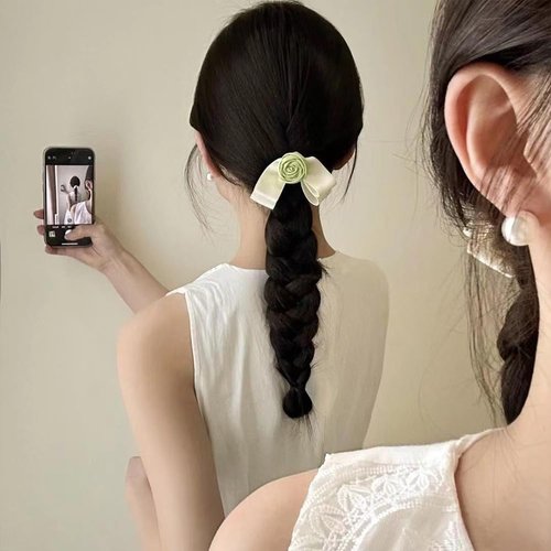 JKQBUX Bow Hair pins with handmade flower Duckbill Clip Hair Clips for Women Girls Graceful and gentle hair Accessories fashionable Literary style