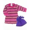 Sophia's Cute Mix & Match Fair Isle Pattern Knit Long-Sleeved Sweater Dress & Winter Pom-Pom Hat for 18” Dolls, Hot Pink/Purple