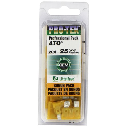 Littelfuse ATO20PRO 20 Amp Fast-Acting Automotive Blade Fuses, Pack of 25