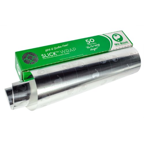 Oil Slick Wrap Foil Backed Parchment Paper 12”x600” Alternative to Martha Wrap or Reynolds Pan Lining