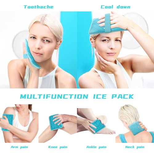 Gel Beads Ice Pack Ice Bag with Strap-Reusable Hot & Cold Pack Compress Therapy for Pain, Swelling,Injuries of Knee, Shoulder, Foot, Back, Ankle, Neck, Hip, Elbow,Wisdom Tooth (Blue-2Pack)