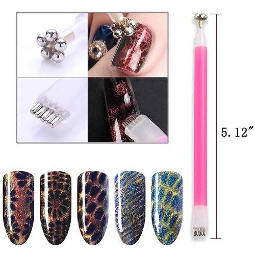 SILPECWEE 3Pcs 3D Cat Eyes Nail Art Magnetic Pen Set Double Head Magnet Stick UV Gel Magic Manicure Tools For DIY&Salon