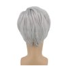 MIPPER Men's Gradient Color 11'' Short Straight Wig Black Hair Roots to Silver Gray Halloween Cosplay Costume Wig