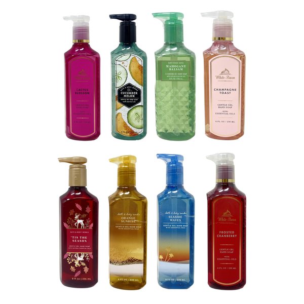 Bath & Body Works Assorted 4 Pack Cleansing Gel Hand Soap with a Himalayan Salts Springs Sample Soap.