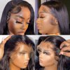 Hermosa 13x4 Lace Front Human Hair Wigs Pre Plucked with Baby Hair 180 Density 9A Straight Human Hair Lace Front Wigs for Black Women Black Color 14 Inch