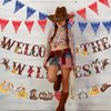 5 PCS Western Party Banners Wild West Pennant Banner Cowboy Bandana Banner Welcome to the Wild West Garlands Wild West Party Hanging Decorations for Western Cowboy Birthday Party Supplies