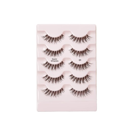 i•ENVY False Eyelashes and Lash Adhesive Set Demi Wispies Natural Lashes 5 Pairs Fake Eye Lashes (Black)