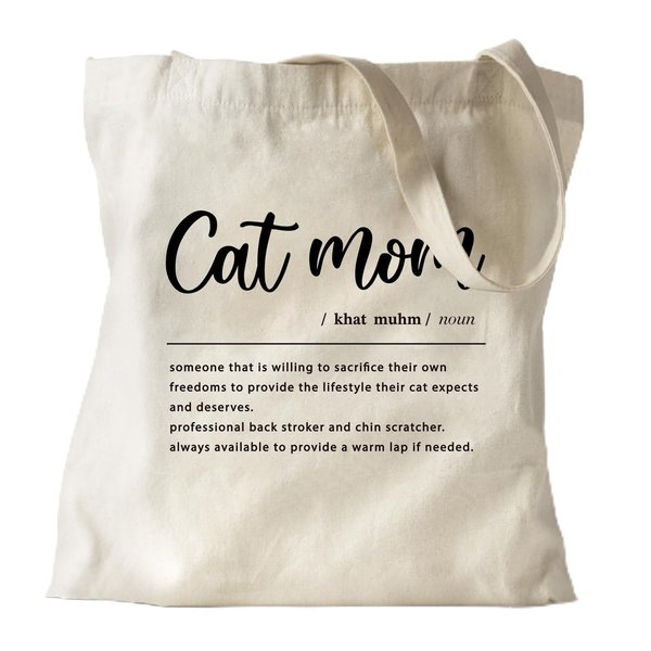 ZHANTUONE Cat Mom Tote Bag，Cat Lovers for Women，Cat Lover Gifts，Best Cat Mom Ever Gifts，Cat Mom Gifts for Women，Gift for Cat Mom，Funny Cat Mom Tote Bag，Foldable Storage Tote Bag TB042