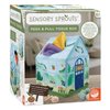 MindWare Sensory Sprouts Tissue Scarf Box - Montessori Toys for Babies 6-12 Months - Baby Tissue Box Toy - Soft Greenhouse-Shaped Tissue Box and 6 Sensory Scarves Featuring Different Textures