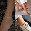 AOZEL Ankle Bracelets for Women, 925 Sterling Silver Plated Anklets Bracelet for Women Waterproof Cuban Link Chain Anklet Non Tarnish