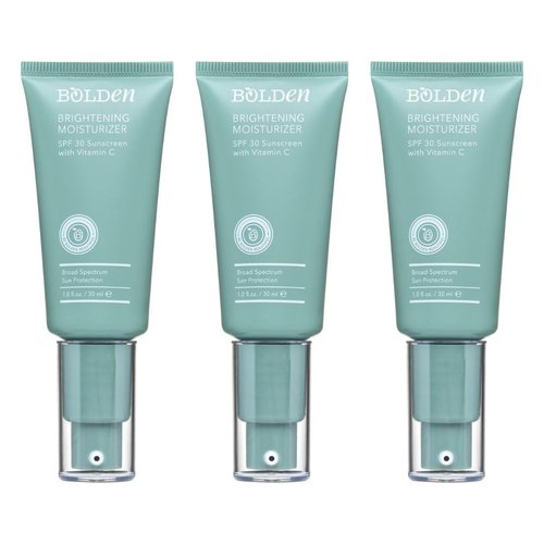 Bolden SPF 30 Brightening Face Moisturizer with Vitamin C | Broad Spectrum UVA/UVB Sunscreen | Applies Clear without Chalky Residue |1 fl. oz (Pack of 3)