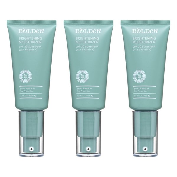 Bolden SPF 30 Brightening Face Moisturizer with Vitamin C | Broad Spectrum UVA/UVB Sunscreen | Applies Clear without Chalky Residue |1 fl. oz (Pack of 3)