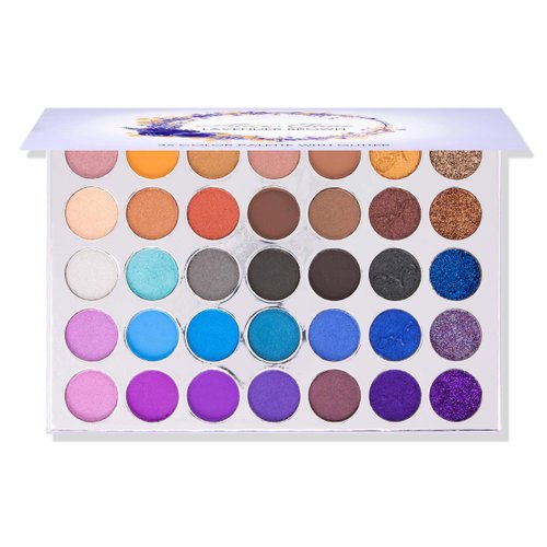 Alice+Jane 35 Color High Pigment Eyeshadow Palette with Glitter and Cream Lavender Brown