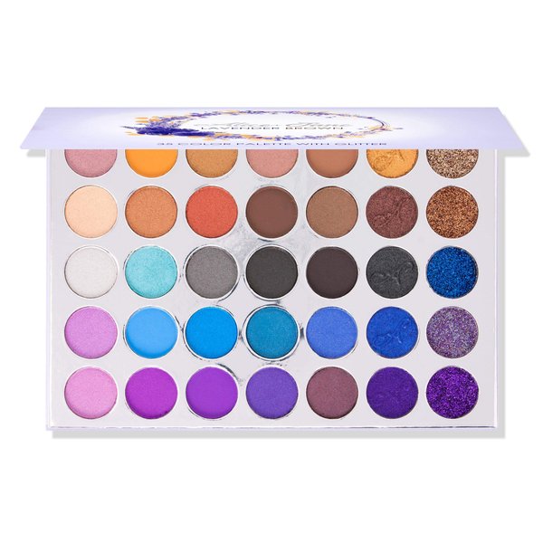 Alice+Jane 35 Color High Pigment Eyeshadow Palette with Glitter and Cream Lavender Brown