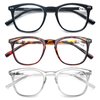 HAPJOYS Reading Glasses for Women Men Stylish Readers +1.75 Lightweight Reader Glasses for Reading 3 Pack Black/Tortoise/Clear Frame