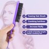 BRUSHZOO Hair Brush Set, Hair Brushes for Women Men kid Wet Dry All Hair Detangling Parting Styling, Brush Set with Detangler Brush, Edge Brush, Teasing brush, Rat Tail Comb (Purpe)