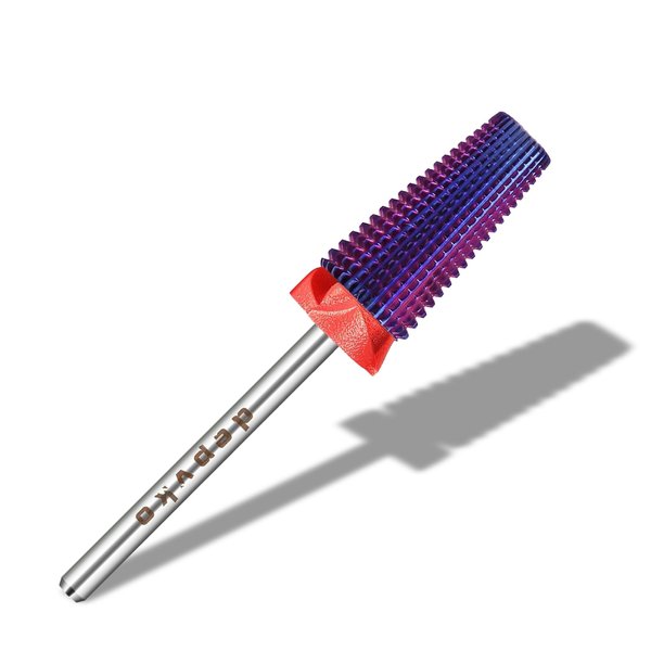 Depvko 5 in 1 Nail Drill Bits, 3/32'' Carbide Tungsten Nail Bits, Two Way Rotate Professional Advanced Safety Cuticle Bits for Nail, Fast Remove for Manicure Pedicure Cuticle Gel Polishing(F, Purple)