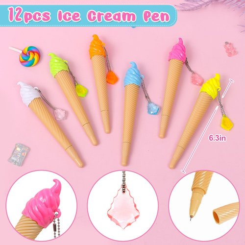 KELENO 134 Ice Cream Party Favors Two Sweet Birthday Party Supplies Notebook Pen Box Ring Sticker Toy Gift Goodie Bag Stuffer Kid Girl Candyland Decorations Donut Ice Cream Party Supplies