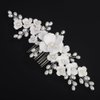 Rumtock White Flower and Pearl Hair Comb for Brides Wedding Women Handmade Hair Accessories Vintage Jewelry