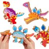 HUZU Dinosaur Building Blocks, Wooden Dino Snap Blocks, Snap Dinosaur Toys for Kids 3-5, 5-8, Fine Motor Skills STEM Kits Educational Learning Building Toys Gifts for Preschool Children