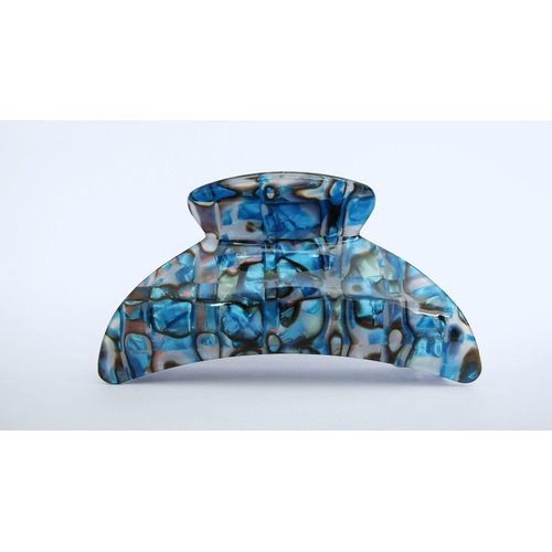 Generic Bright blue abalone sea shell effect hair claw clip