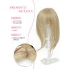 PANEWAY Hair Topper with Bangs Hair Clip 360°Cover Clip in Bangs Hair Toppers for Women Champagne Blonde Air Bangs Hairpieces for Women Fake Bangs for Daily Wear
